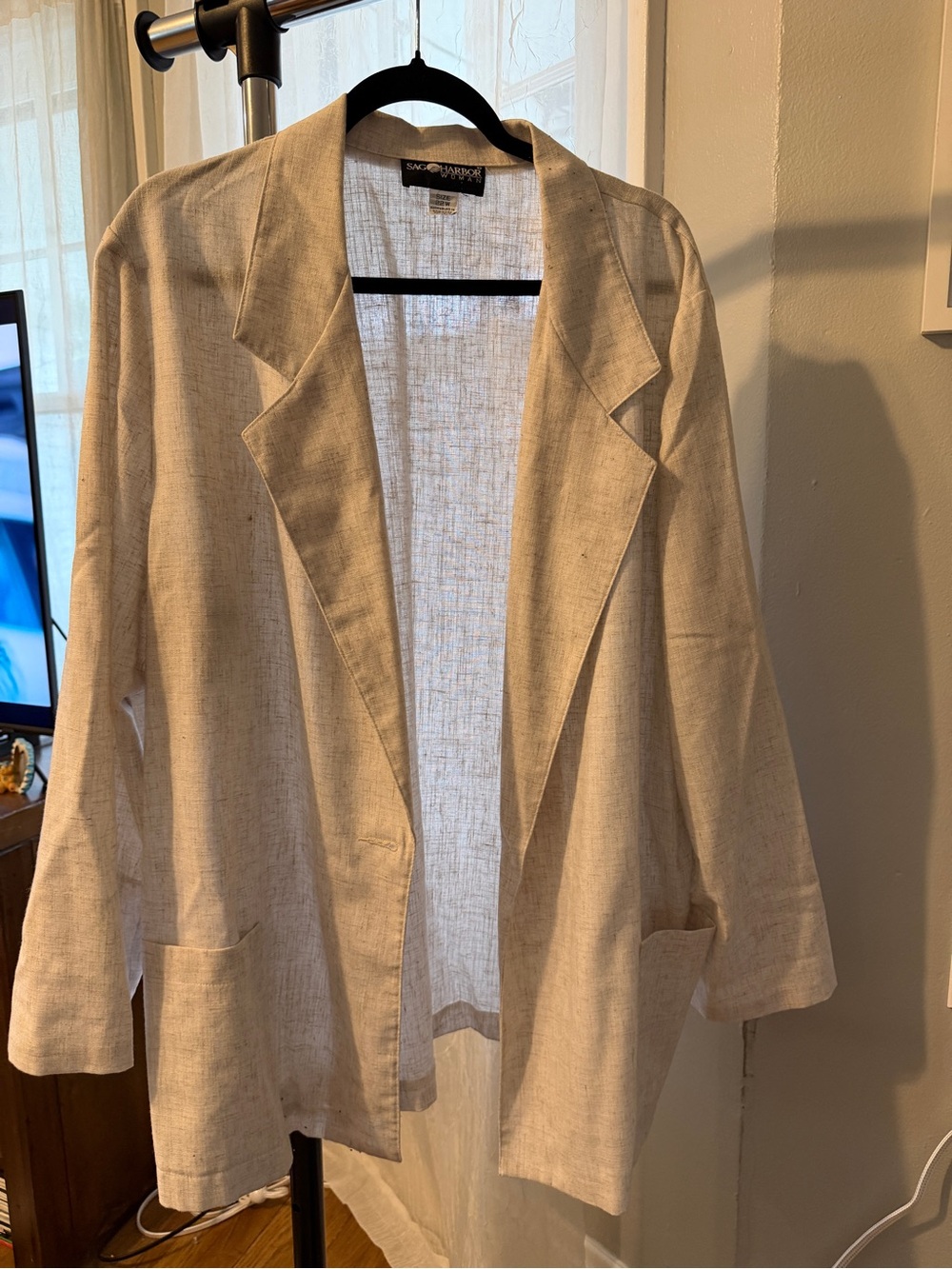 Sag Harbor Natural Cream Open-Front Blazer